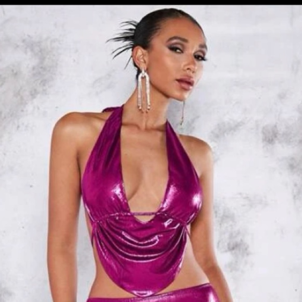 Magenta Metallic Halter Top NWT Size XS